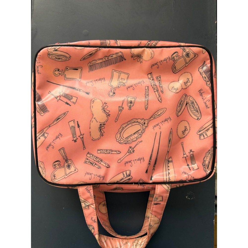 Victoria's Secret Pink Vanity Print Travel Makeup Bag Train Case Organizer - Picture 3 of 3